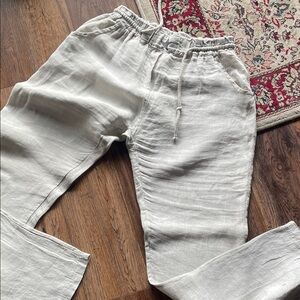 Tempo Paris Off-White Linen Trousers